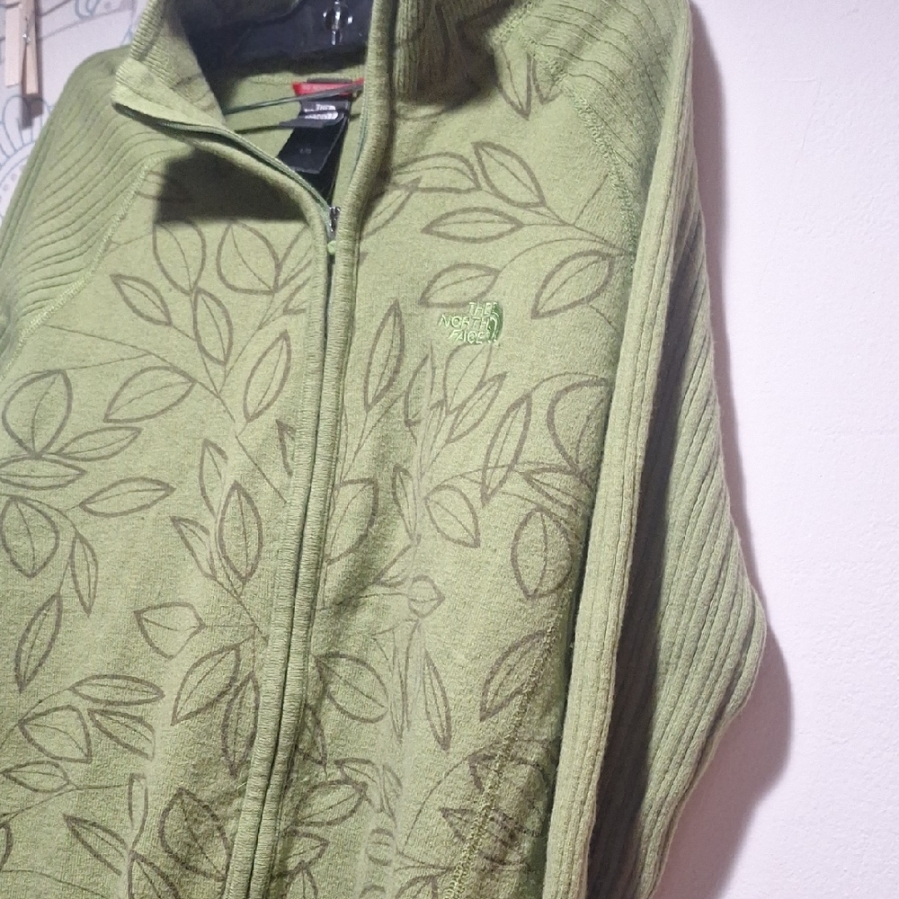 The North Face Olive Green Leaf-Print Full-Zip Fleece Jacket